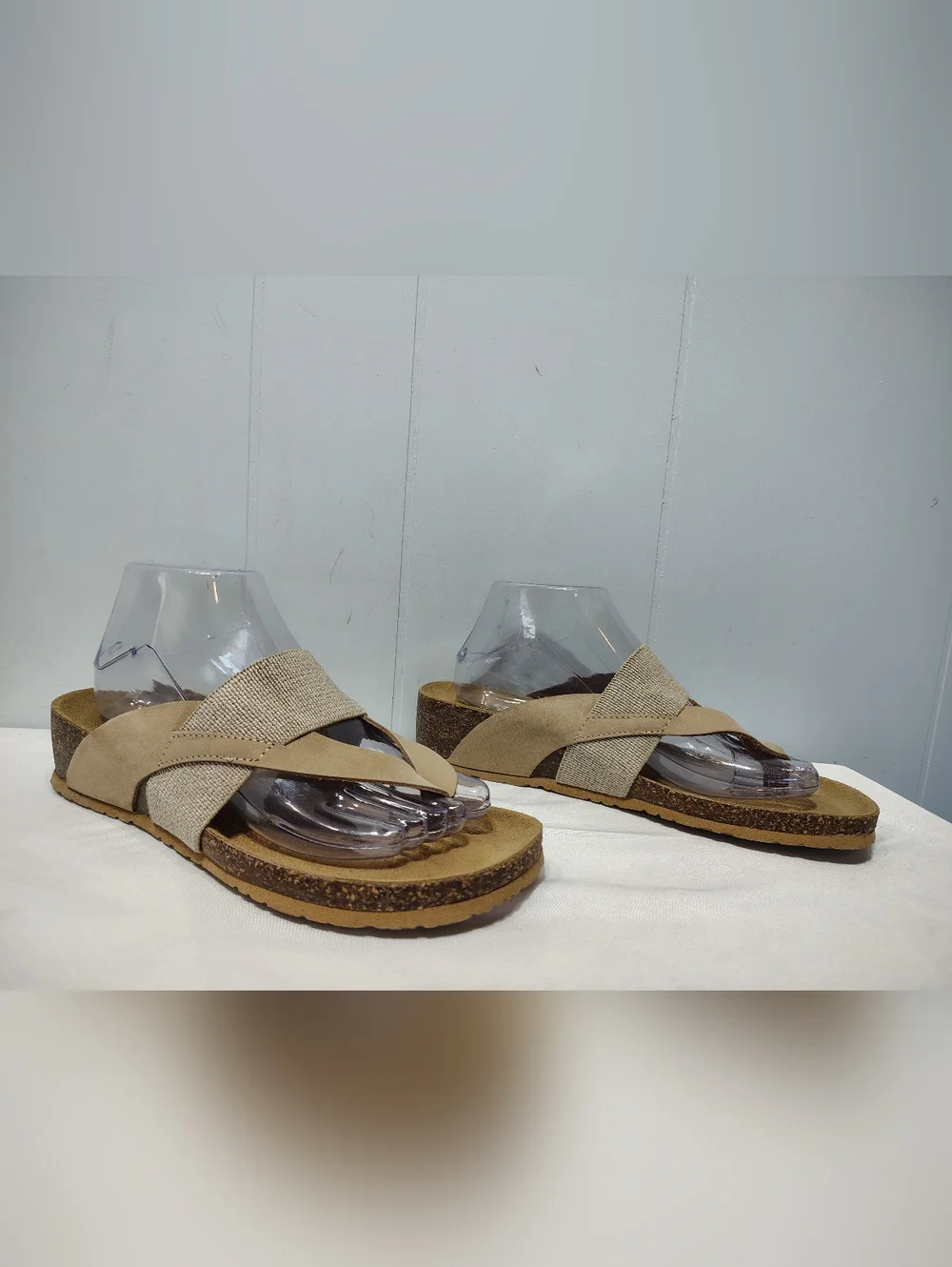 Bio Natura Italy Leather Thong Sandals Size 40 US 9 Cork Footbed Comfort Slide - Picture 7 of 7